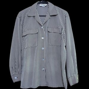 Pinstripe Black and White Vintage Button Up